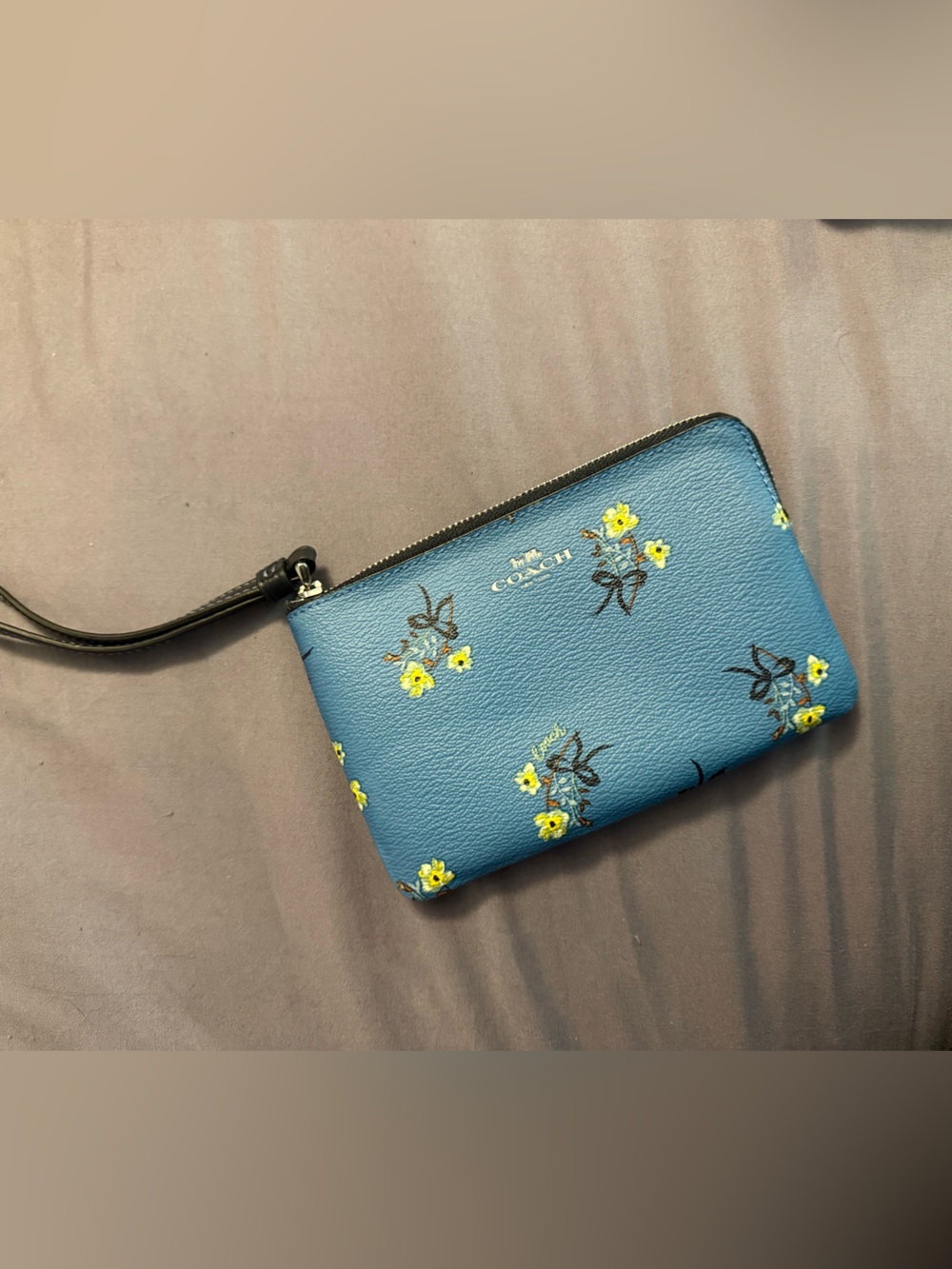 Coach Blue Floral Wristlet
